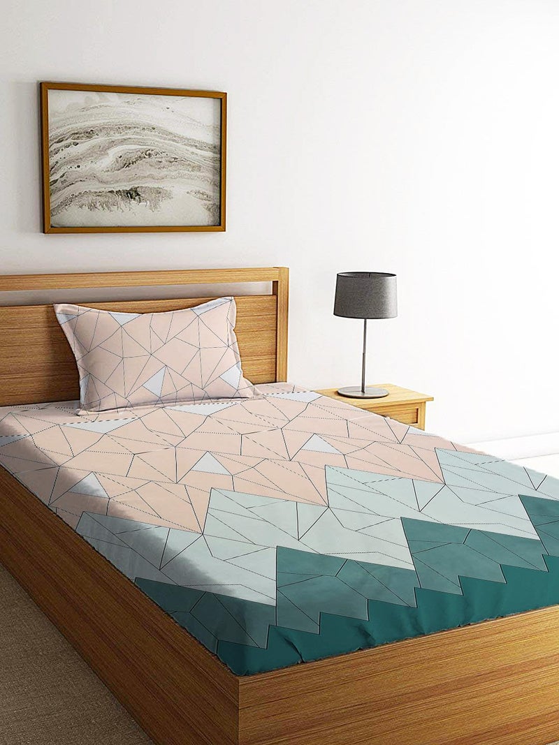 STARNSTYLE ستارنستايل 144 TC شراشف سرير مفرد قطن جلاسي مع أغطية وسائد - مجموعة من 2 - Image 3